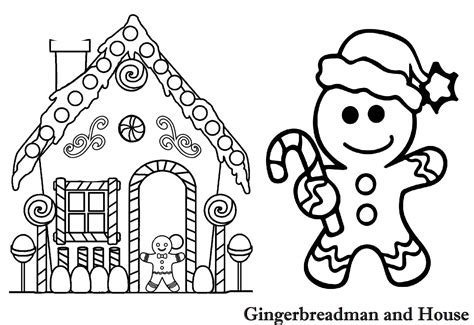 gingerbreadman  gingerbreadhouse chrsitmas coloring page  kids