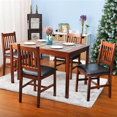 piece wood dining table set  person home kitchen table  chairs