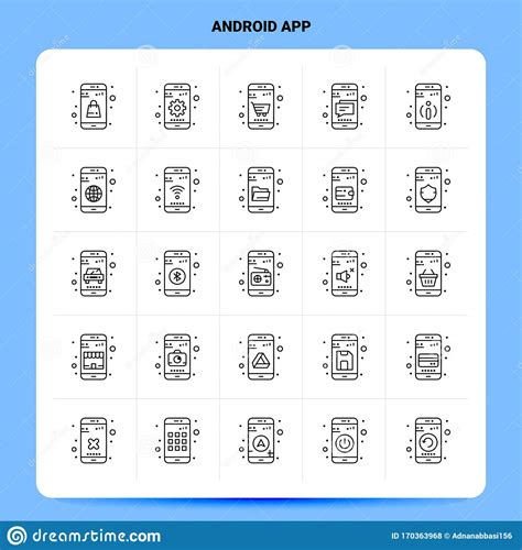 outline  android app icon set vector  style design black icons set linear pictogram pack