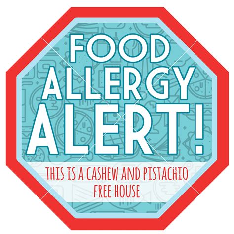 allergy alert stop sign printable instant  lunchbox sign car