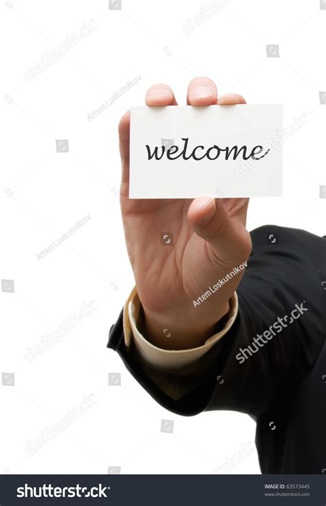 business man handing   business card  white background