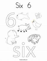 Number Coloring Six Seis Sheet Pages Book Twisty Noodle Print Write Twistynoodle Ll Trace Outline sketch template