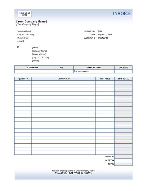 blank invoice template excel  excel templates