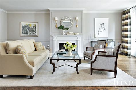 contemporary gray living room  cream sofa luxe interiors design