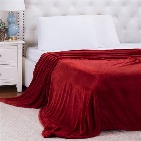 flannel fleece blanket red king size lightweight cozy plush microfiber comfort  ebay