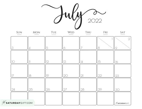 july calendar cute  printable july  calendar designs