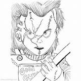 Chucky Freddy Lineart Krueger Eyball Voodoo Xcolorings Colouring sketch template