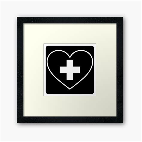 Get Well Soon Sexy Nurse Black Heart First Aid Medical Framed