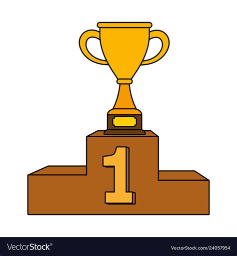 trophy cup  place podium royalty  vector image