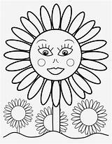 Sunflower Smiling Coloring Printable Pages Color Kids Categories Flowers sketch template