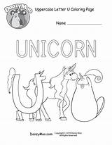 Letter Coloring Worksheets Alphabet Uppercase Moo Doozy Printables Unicorn sketch template