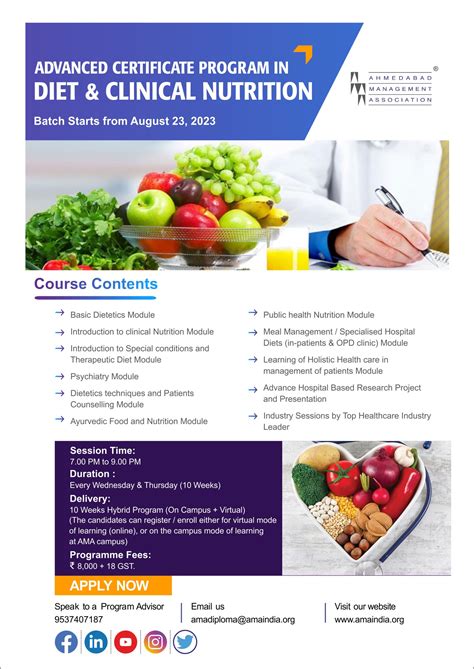 advanced certificate program  diet clinical nutrition ahmedabad