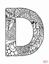Coloring Letter Zentangle Alphabet Pages Printable Abc Kids Mandala Print Adult Letters Coloriage Mandalas Supercoloring Template Pattern Stress Animal Adults sketch template