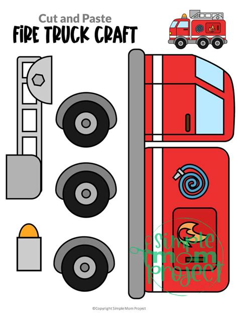 printable fire truck craft template simple mom project
