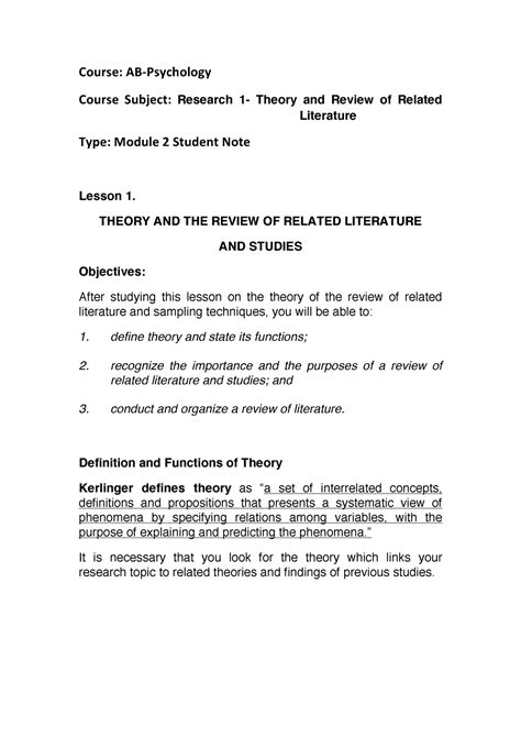 research  module  theory  review  related literature