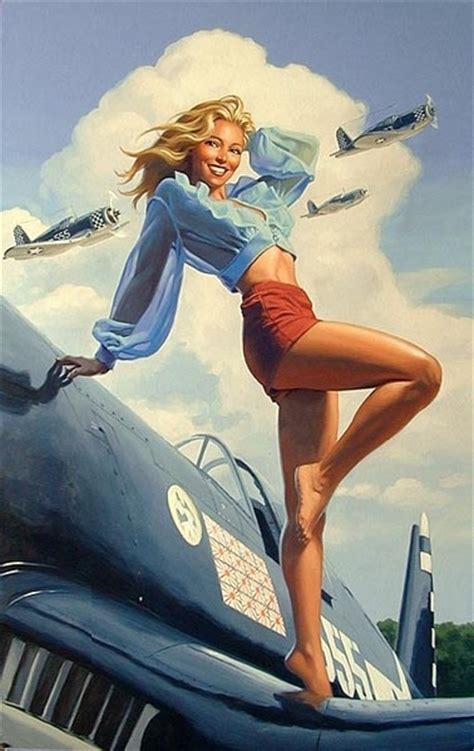 50s Army Girl Greg Hildebrandt Pinup Plane Image