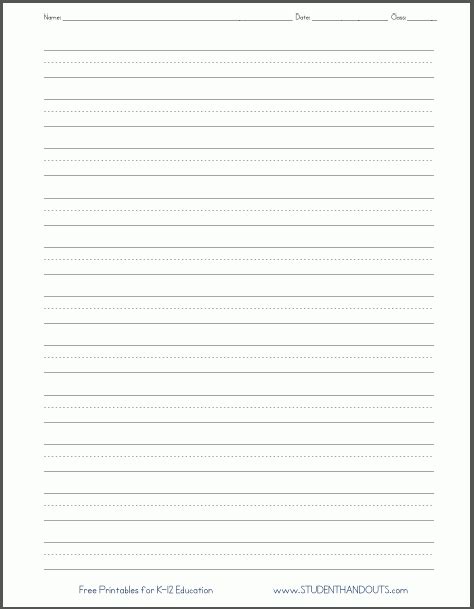 blank lined paper handwriting practice worksheet