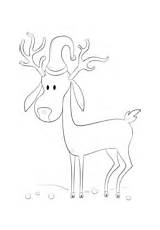 Reindeer Coloring Christmas Pages Antlers Cartoon Lights sketch template