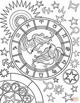 Coloring Zodiac Pisces Sign Pages Signs Adult Printable Colouring Sheets Sternzeichen Mandala Adults Star Gemini Book Supercoloring Astrology Template Taurus sketch template
