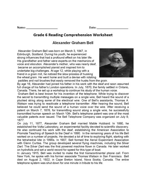 grade reading worksheet ideas