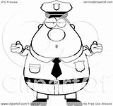 Careless Shrugging Chubby Police Man Clipart Cartoon Cory Thoman Outlined Coloring Vector 2021 sketch template