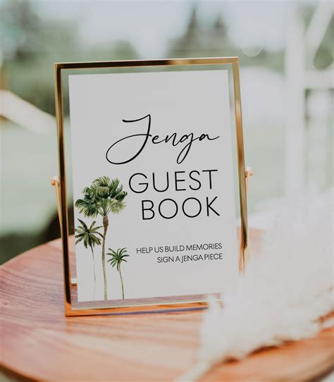 jenga guest book  sign printable tropical wedding sign matching