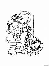 Coloriage Tintin Milou Astronautes Dessin sketch template