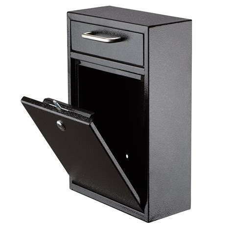 adiroffice locking black large drop box wall mounted mailbox