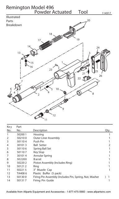 remington model  powder actuated tool allparts equipment