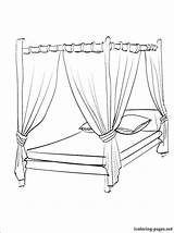 Coloring Bed Pages Bedroom Canopy Drawing Getdrawings Getcolorings Bedtime sketch template