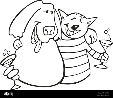 cat  dog  coloring book stock photo alamy