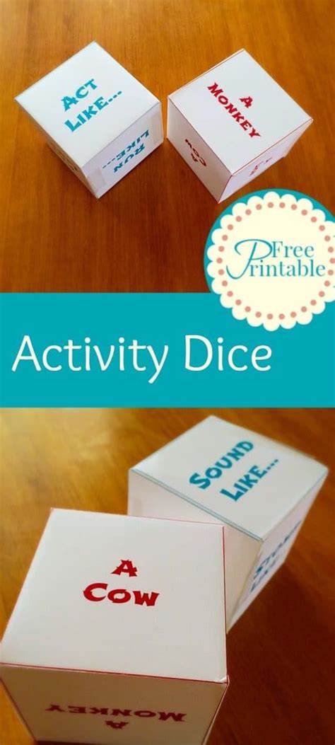 printable activity dice  printable great dice games  kids