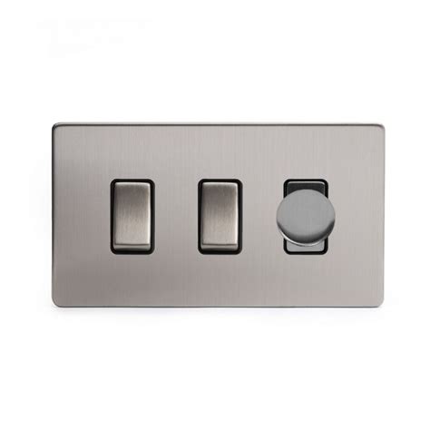 soho lighting brushed chrome black  gang light switch   dimmer    switch