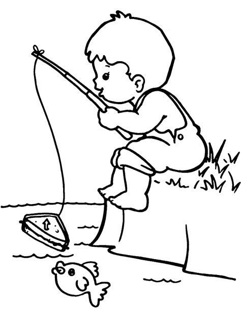 boy fishing coloring page coloring home