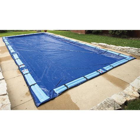 blue wave  year  ft   ft rectangular royal blue  ground winter pool cover bwc