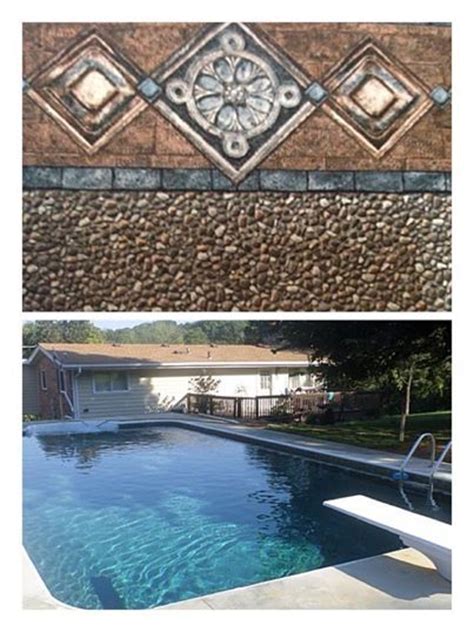 brown patterned  ground pool liner   pool  beautiful aqua color