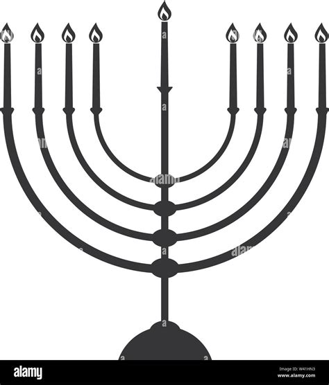 menorah silhouette hanukkah black  white isolated vector