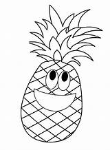Pineapple Coloring Pages Fruit Cartoon Kids Ananas Fruits Colouring Sheets Printable Color Crafts Boyama Preschool Template Kindergarten Toddler Cute Disegni sketch template