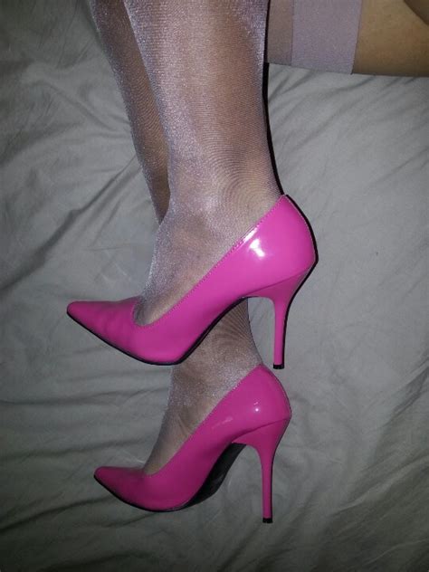 Pink Heels With Shinny Stockings Heels Pink Heels Stiletto Heels