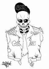 Punk Skull Sparky Undead Getdrawings Drawing Deviantart sketch template