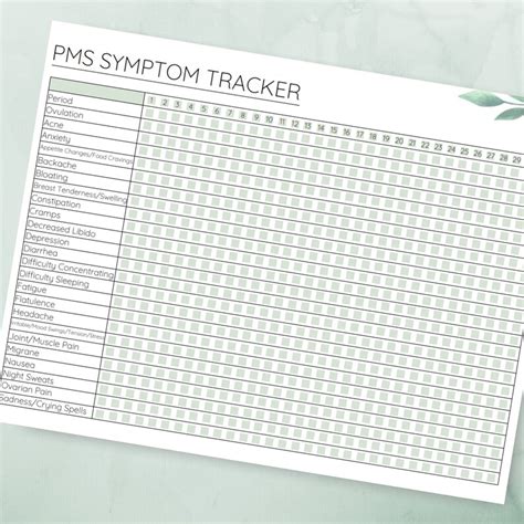 printable pms symptom tracker period tracker monthly etsy ireland