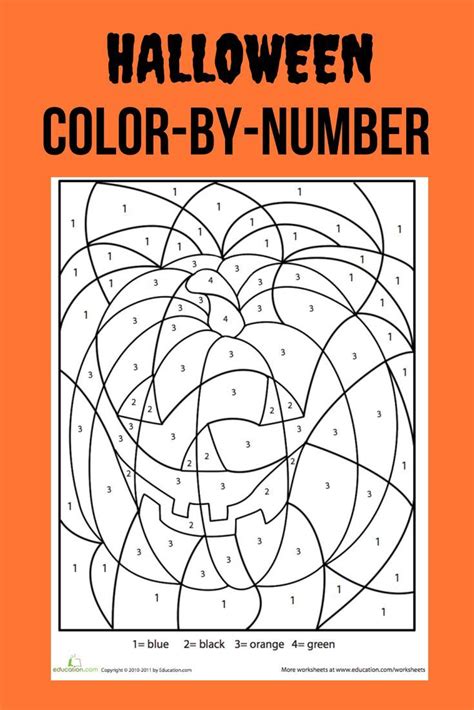 color  number halloween printables