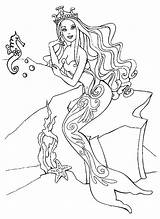 Coloring Pages Mermaids Sirens Singing sketch template