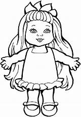 Doll Coloring Drawing Pages Baby Toys Dolls Action Figure Chica Barbie Printable Colouring Rag Bratz Toy Smiling Kids Color Line sketch template