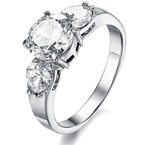 Korean Stainless Titanium Steel Wedding Rings For Women Luxury Big Cz