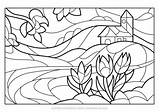 Stained Coloring Glass Spring Scene Pages Printable Supercoloring Creative Categories Puzzle sketch template