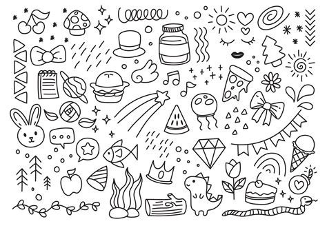 set  hand drawn doodle elements graphic  big barn doodles