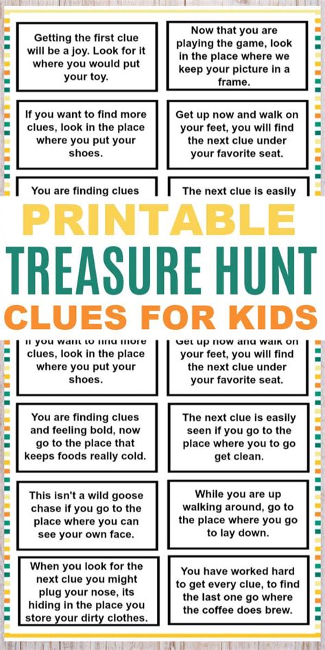 treasure hunt clues printable