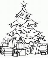 Coloring Christmas Tree Presents Pages Gifts Popular sketch template