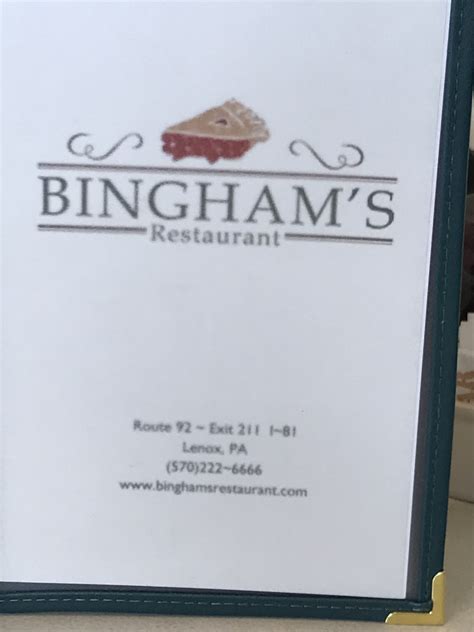 binghams restaurant  kingsley pennsylvania kid friendly